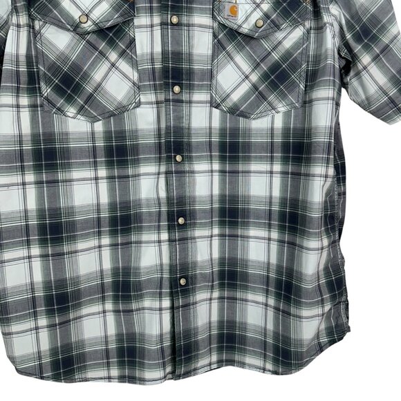 Carhartt Mens Relaxed Fit Plaid Short-Sleeve Button-Down Shirt SZ L -Western - Picture 4 of 10